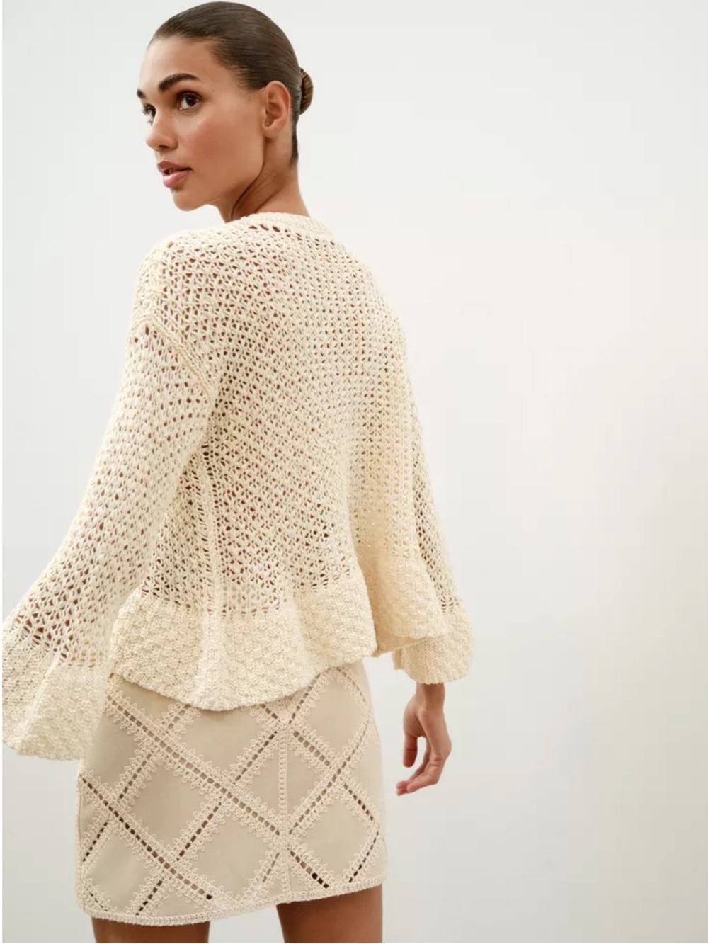 Zara Cream Crochet Diamond Mini Skirt - Picture 3 of 9